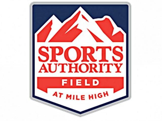 A sports authority field at mile high logo.