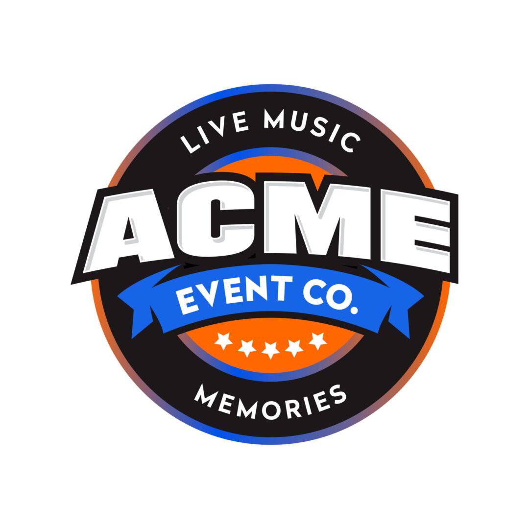 A logo for ACME Event Co with the words live music memories